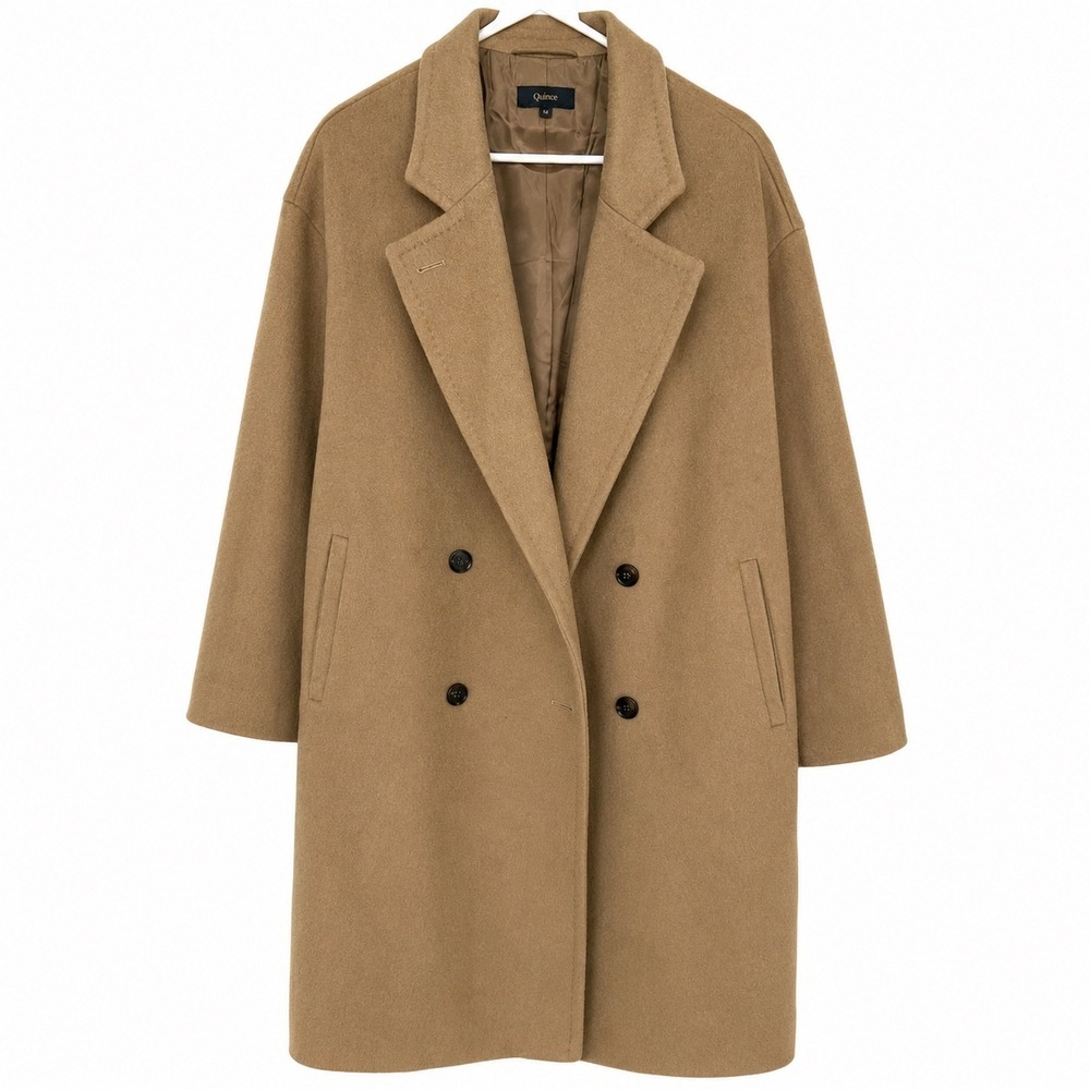 Quince Italian Wool Coat Camel Double Breasted Women's Medium M